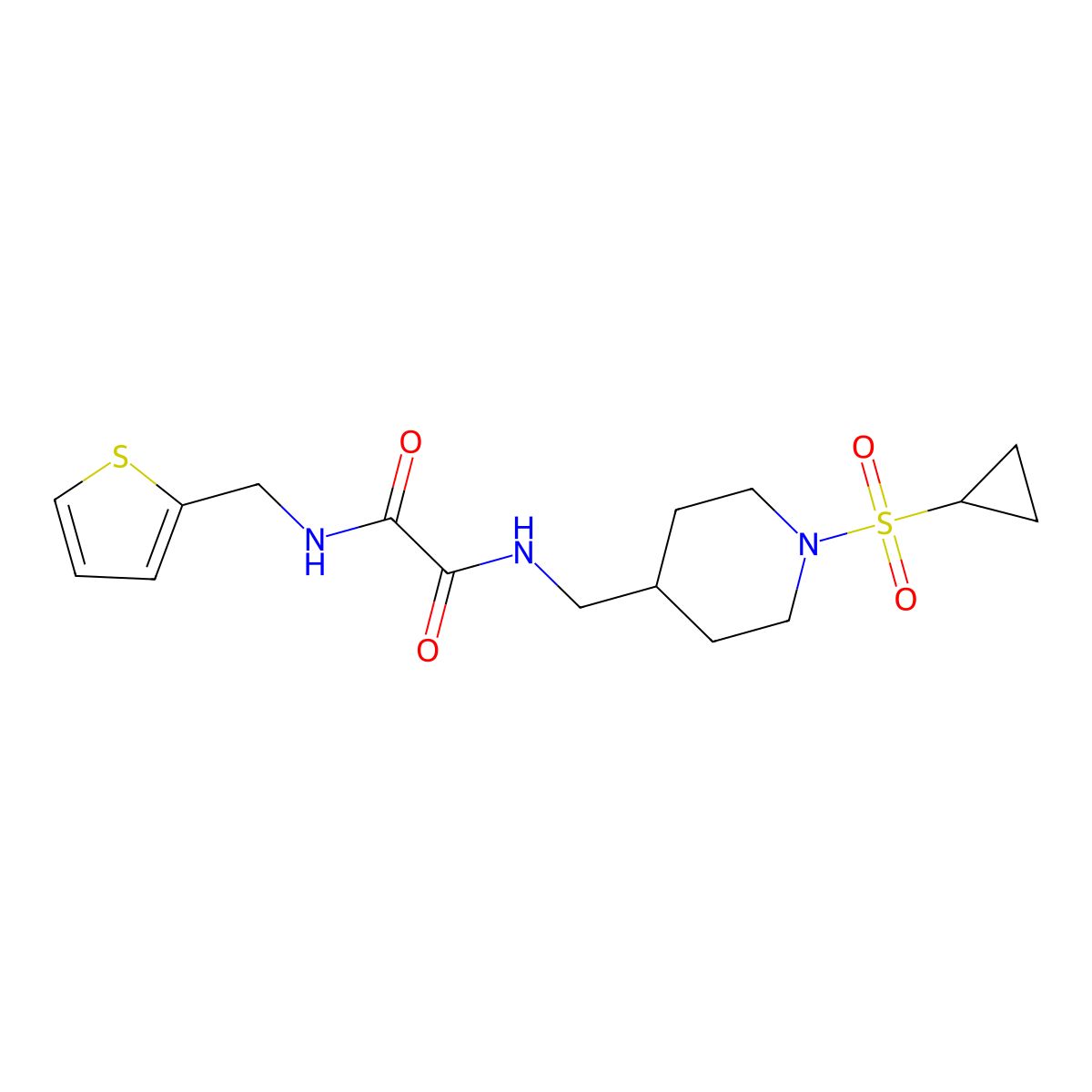 N1-((1-(cyclopropylsulfonyl)piperidin-4-yl)methyl)-N2-(thiophen-2-ylmethyl)oxalamide molecular structure, CAS 1235300-85-2