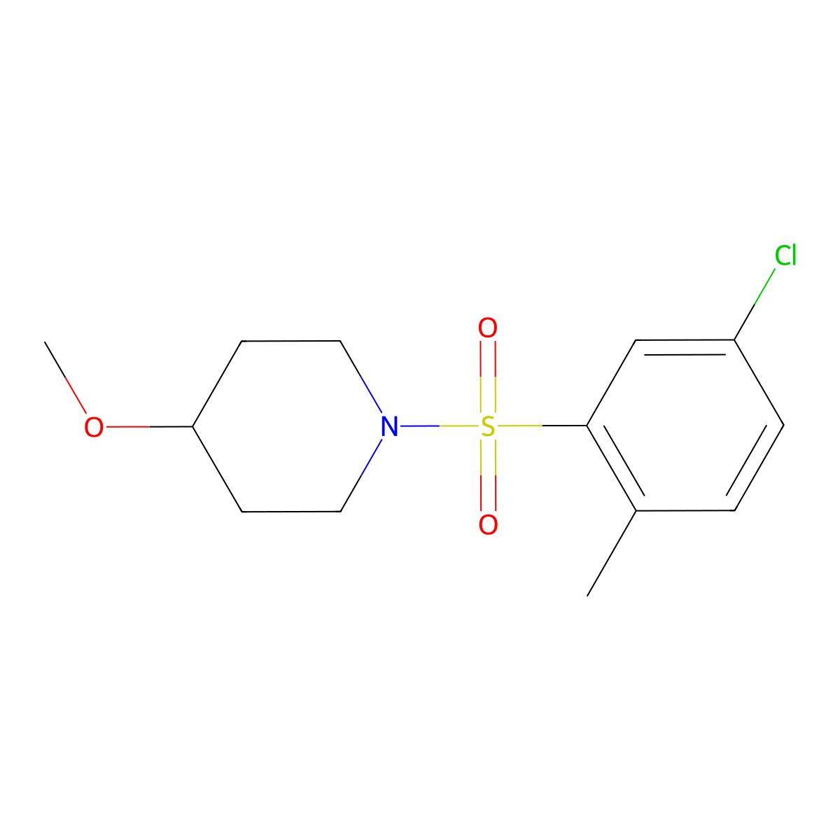 1-((5-Chloro-2-methylphenyl)sulfonyl)-4-methoxypiperidine molecular structure, CAS 1235301-04-8