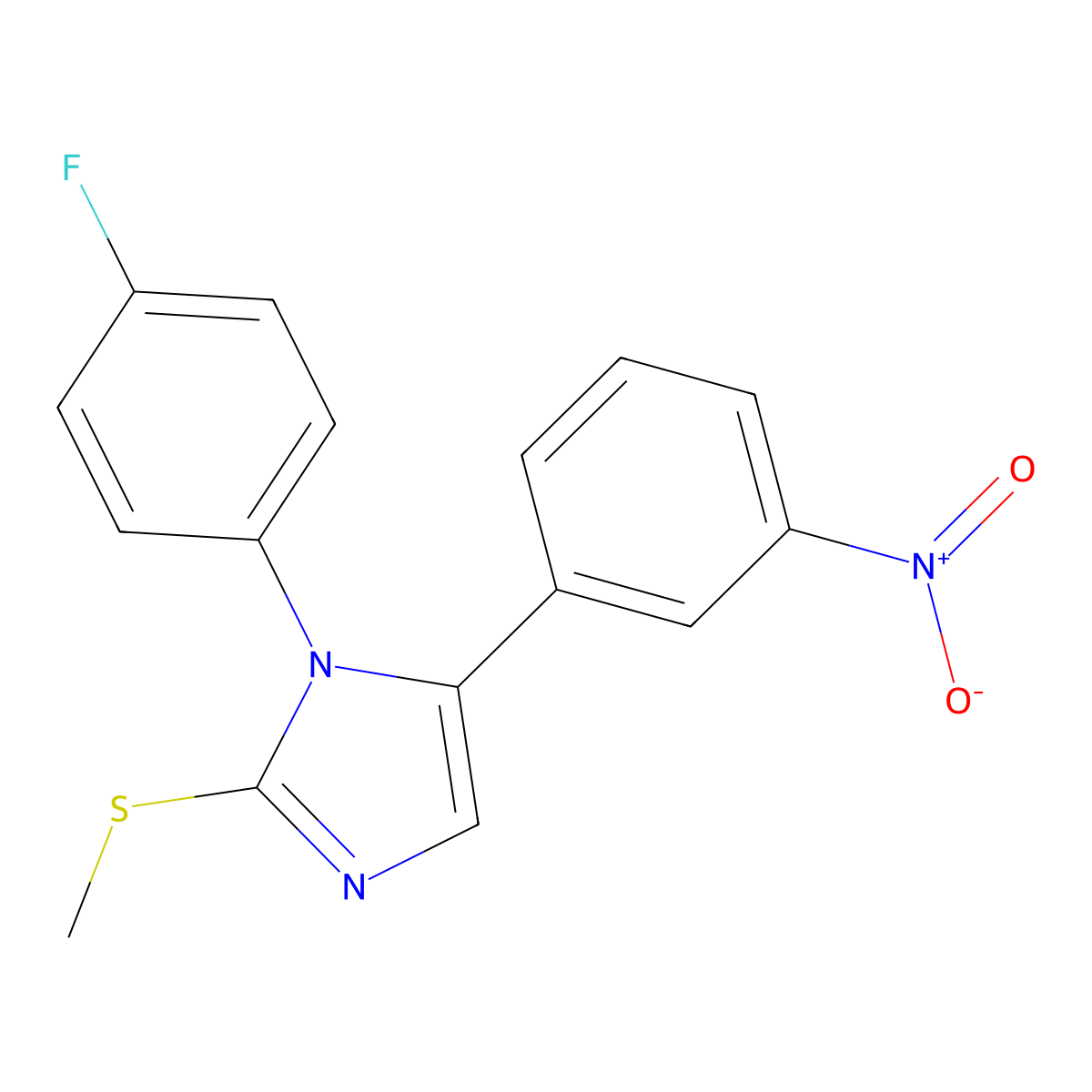 1-(4-fluorophenyl)-2-(methylthio)-5-(3-nitrophenyl)-1H-imidazole molecular structure, CAS 1235301-37-7