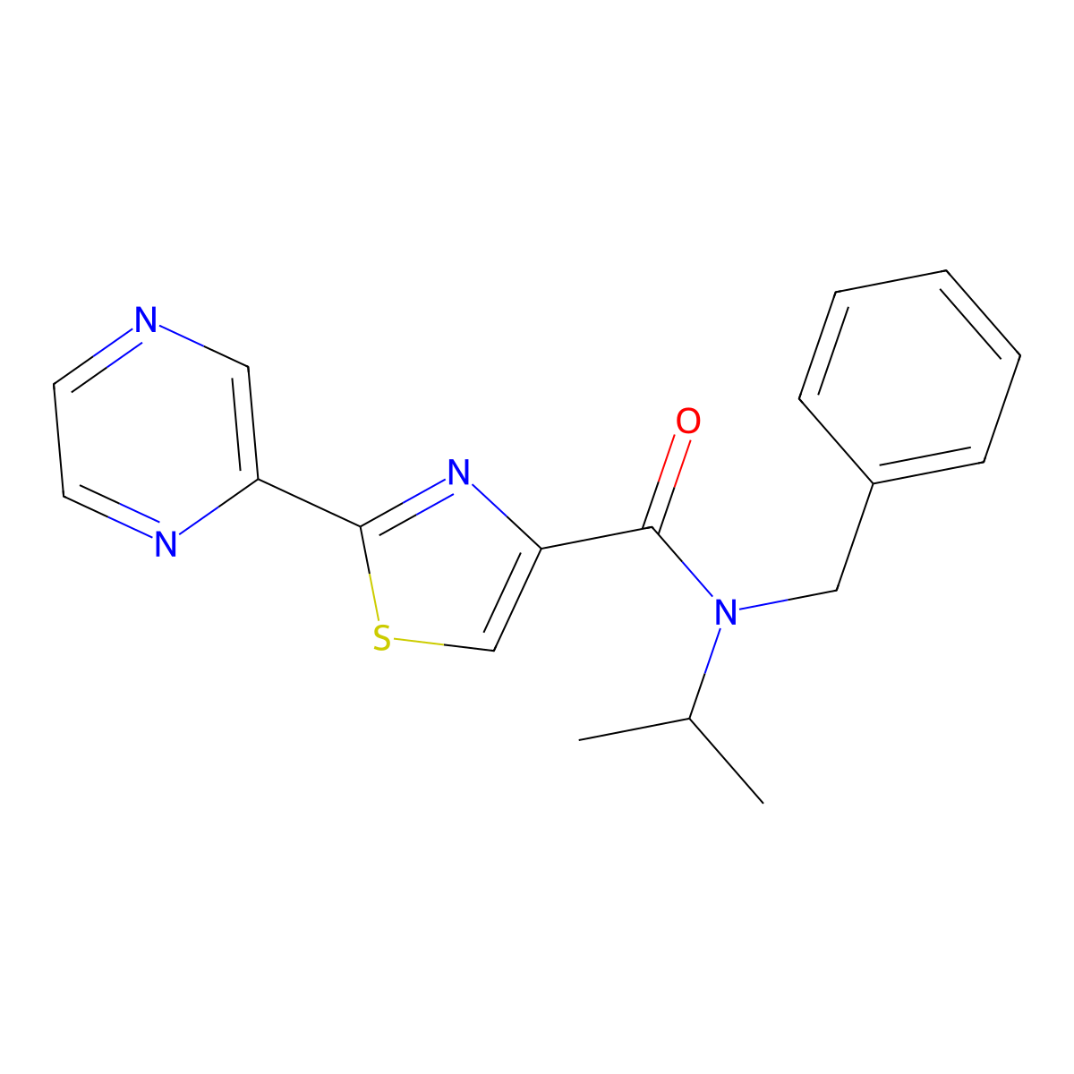 N-benzyl-N-isopropyl-2-(pyrazin-2-yl)thiazole-4-carboxamide molecular structure, CAS 1235301-39-9
