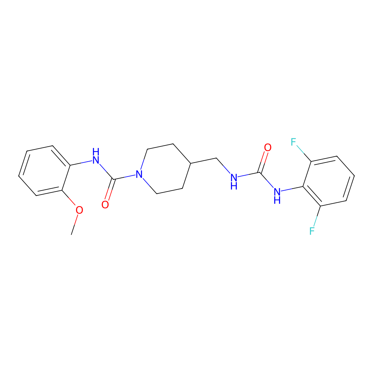 4-((3-(2,6-difluorophenyl)ureido)methyl)-N-(2-methoxyphenyl)piperidine-1-carboxamide molecular structure, CAS 1235301-40-2