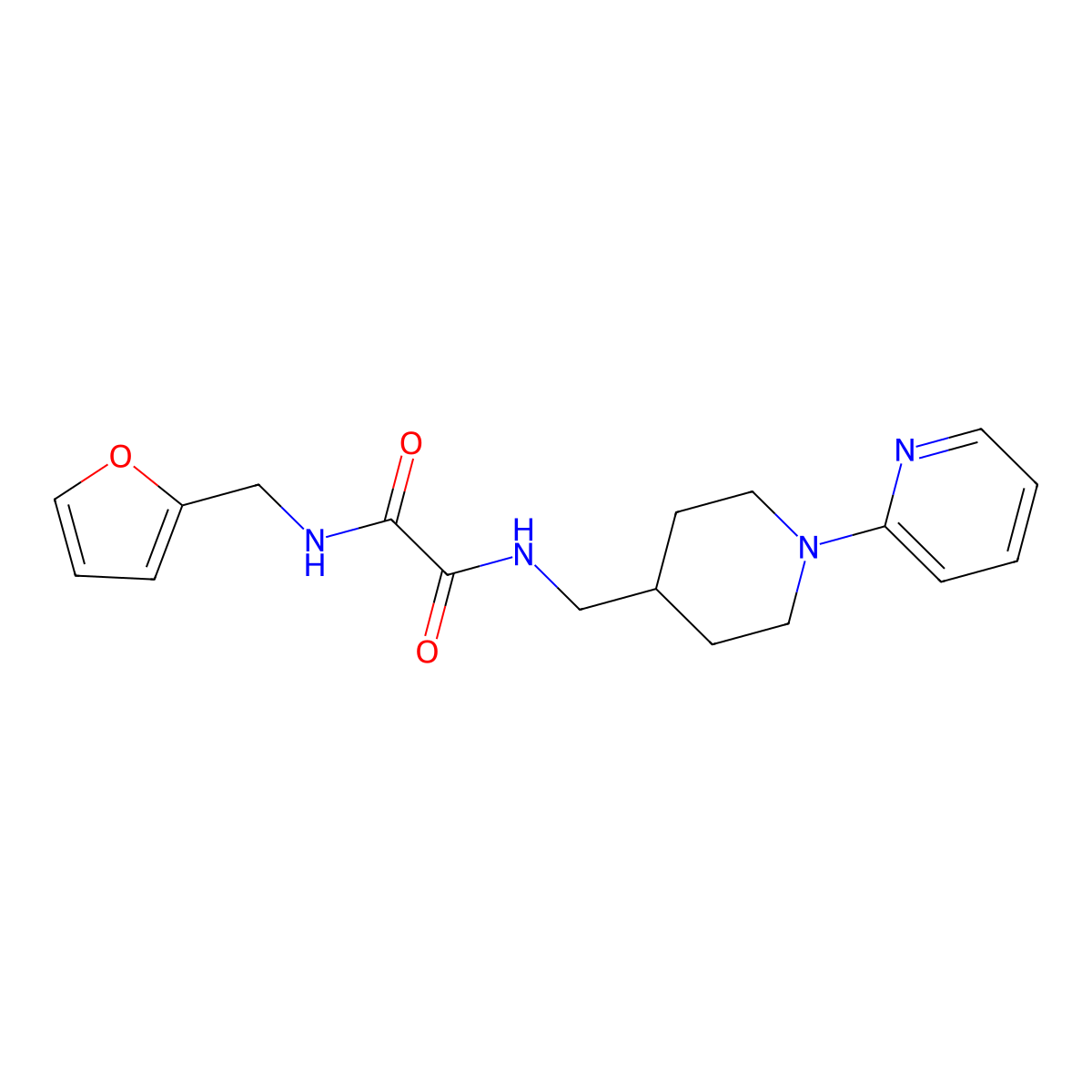 N1-(furan-2-ylmethyl)-N2-((1-(pyridin-2-yl)piperidin-4-yl)methyl)oxalamide molecular structure, CAS 1235301-86-6