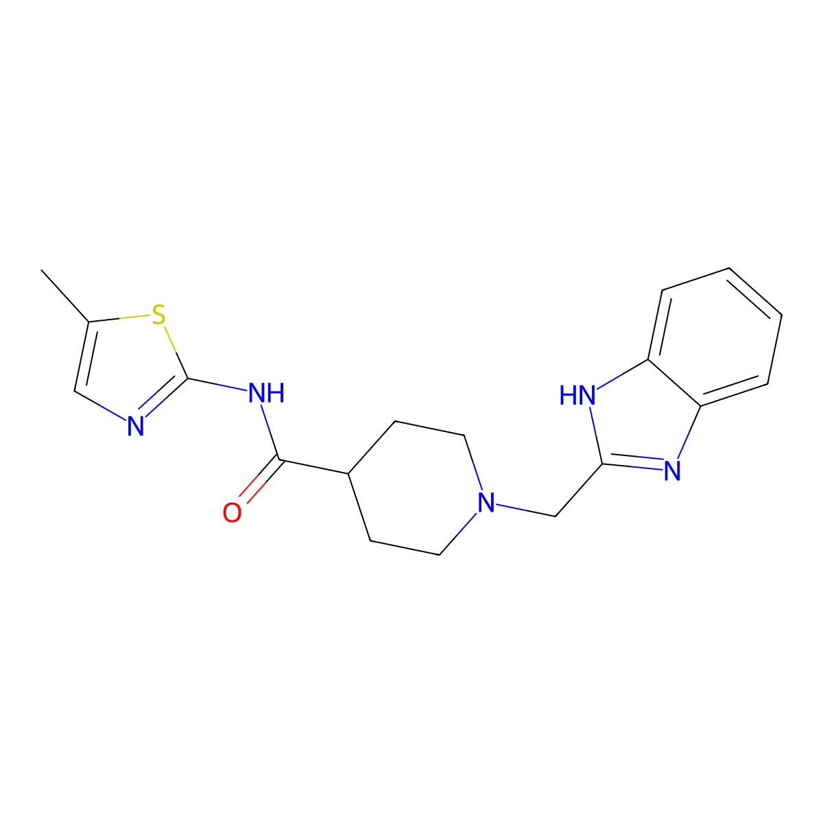 1-((1H-benzo[d]imidazol-2-yl)methyl)-N-(5-methylthiazol-2-yl)piperidine-4-carboxamide molecular structure, CAS 1235302-02-9