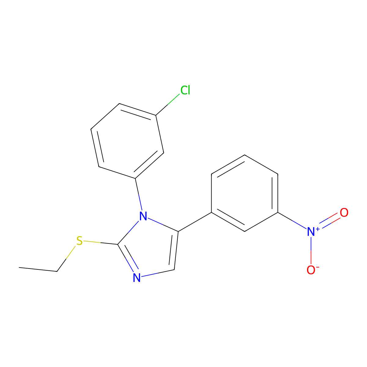 1-(3-chlorophenyl)-2-(ethylthio)-5-(3-nitrophenyl)-1H-imidazole molecular structure, CAS 1235302-59-6