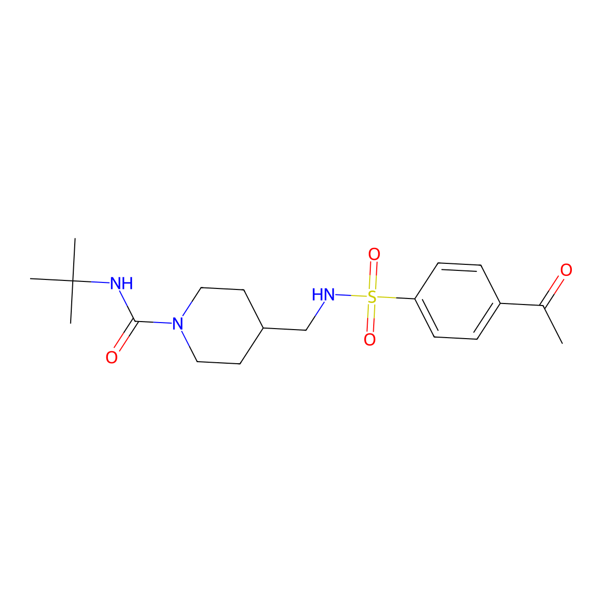 4-[(4-acetylbenzenesulfonamido)methyl]-N-tert-butylpiperidine-1-carboxamide molecular structure, CAS 1235302-61-0