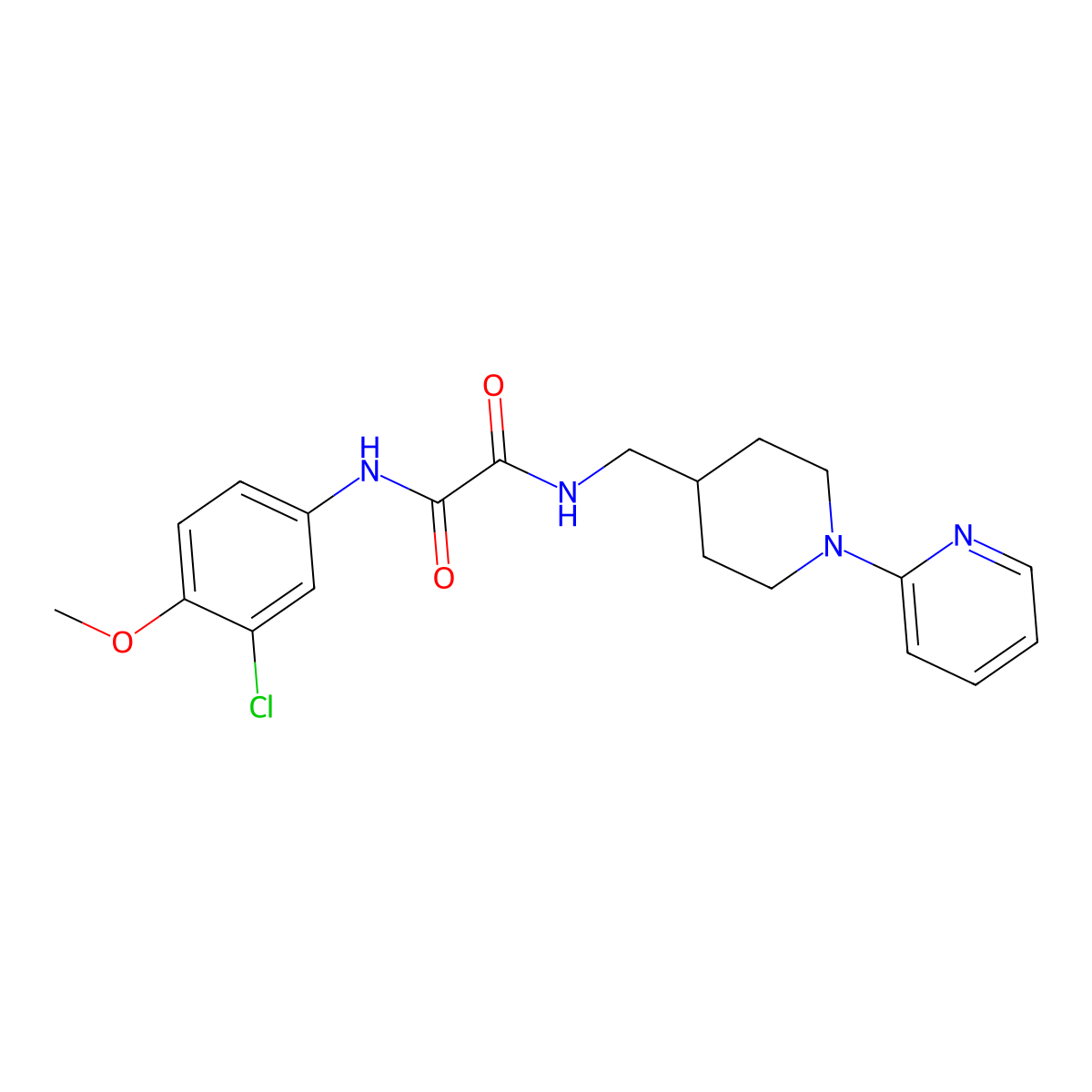 N1-(3-chloro-4-methoxyphenyl)-N2-((1-(pyridin-2-yl)piperidin-4-yl)methyl)oxalamide molecular structure, CAS 1235302-75-6