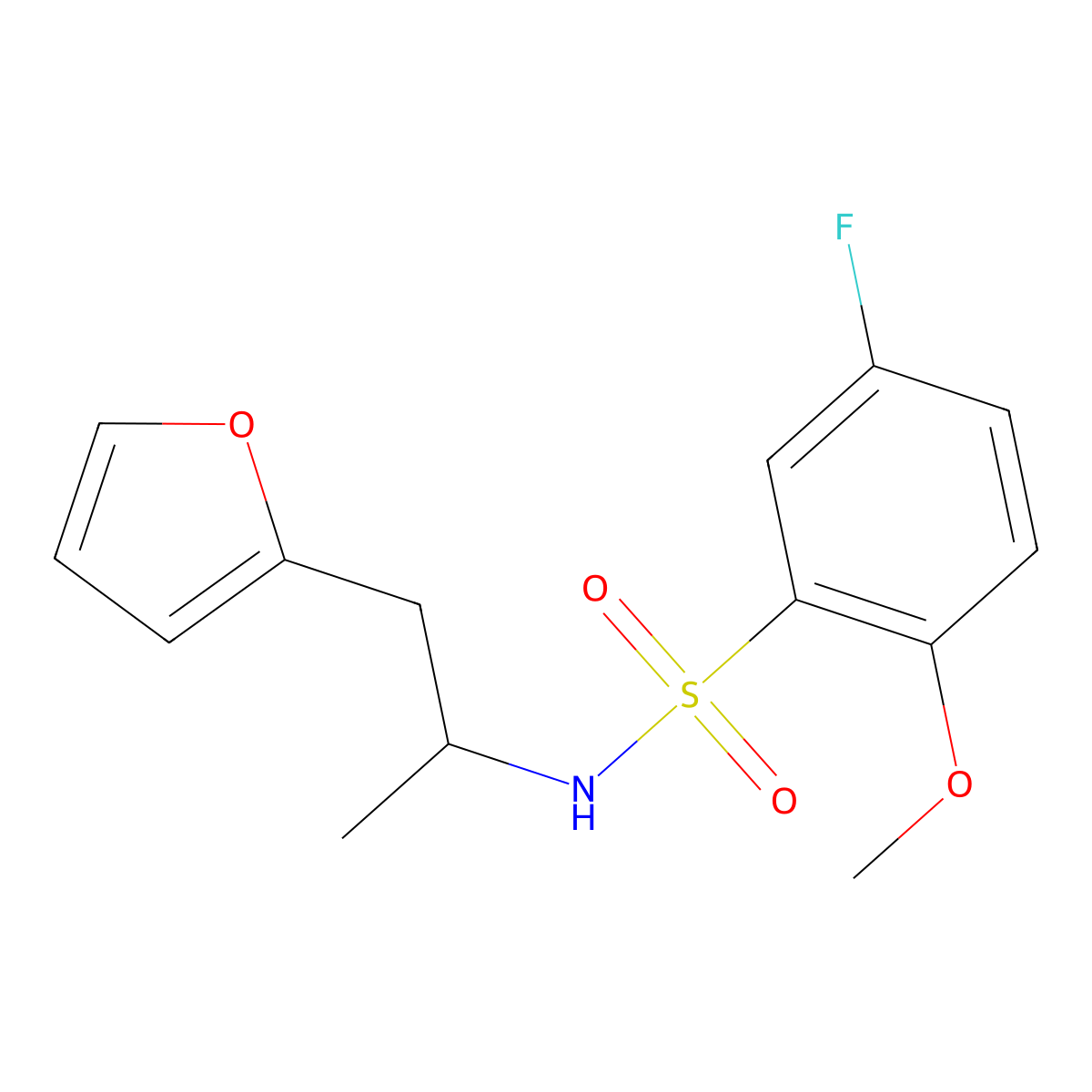 5-fluoro-N-(1-(furan-2-yl)propan-2-yl)-2-methoxybenzenesulfonamide molecular structure, CAS 1235303-50-0