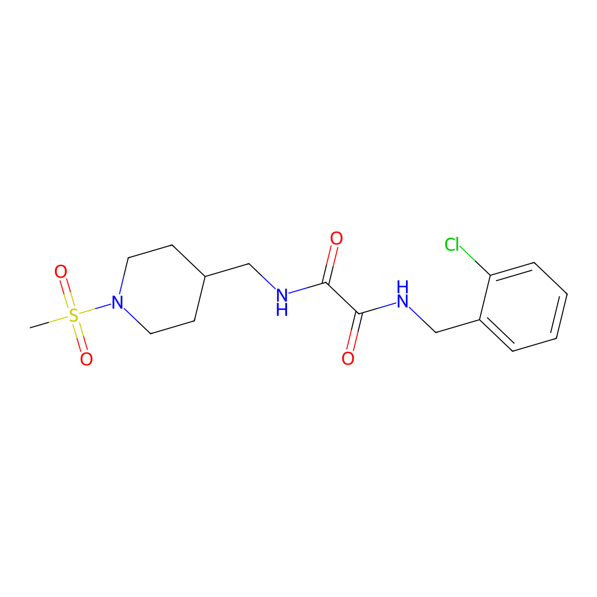 N1-(2-chlorobenzyl)-N2-((1-(methylsulfonyl)piperidin-4-yl)methyl)oxalamide molecular structure, CAS 1235303-78-2