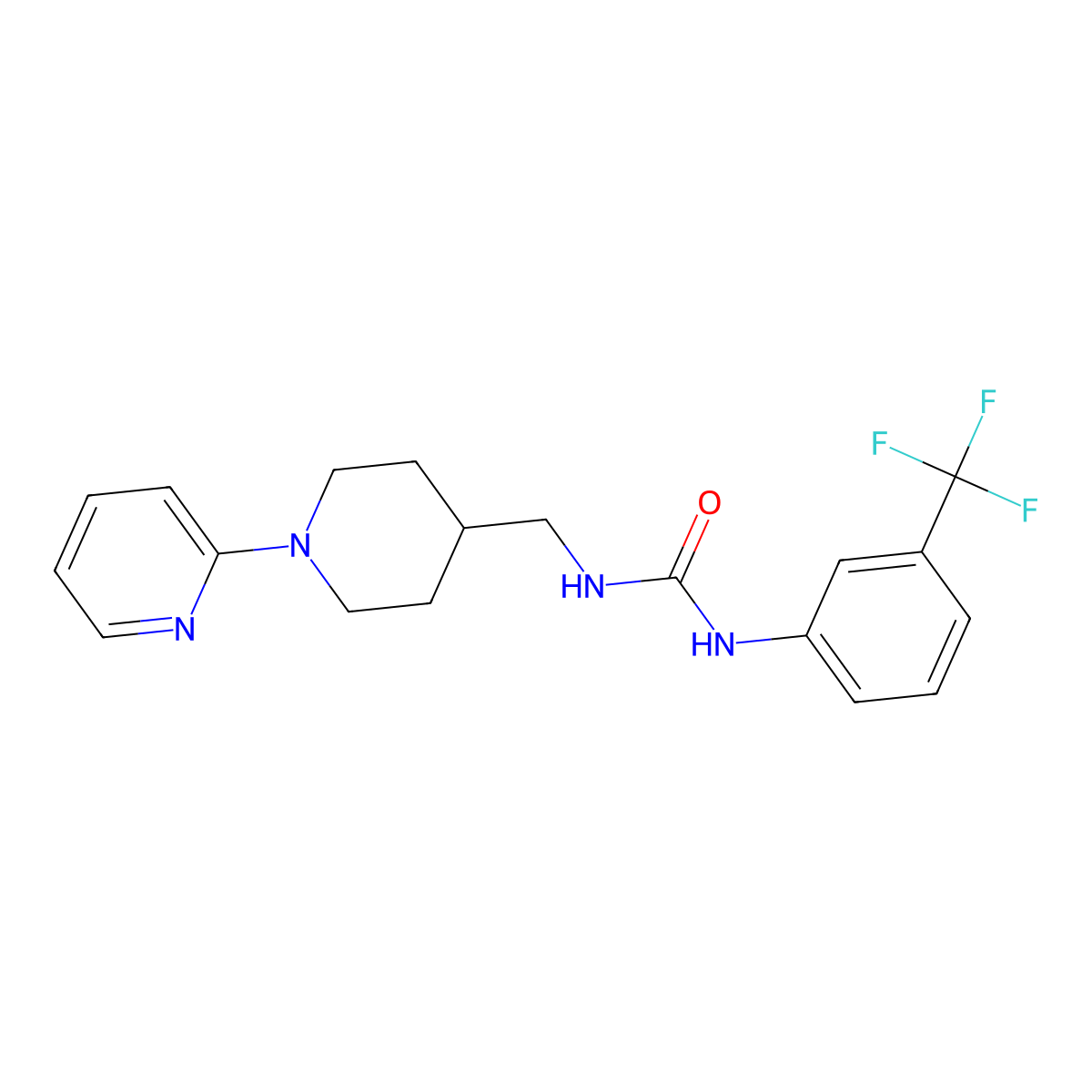 1-((1-(Pyridin-2-yl)piperidin-4-yl)methyl)-3-(3-(trifluoromethyl)phenyl)urea molecular structure, CAS 1235303-89-5