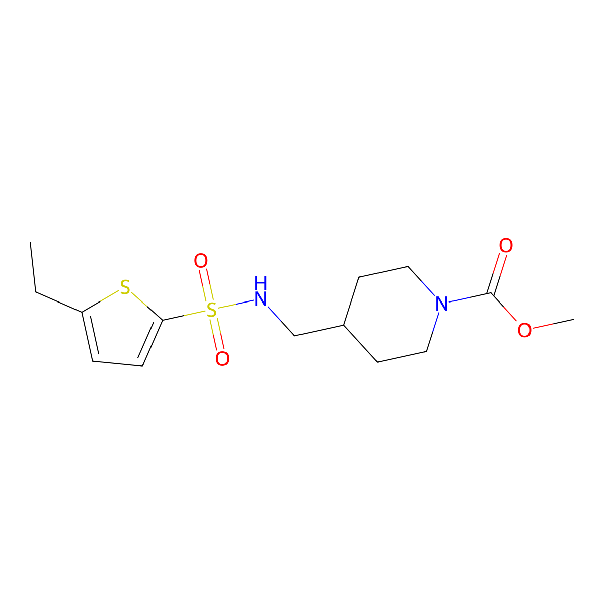 Methyl 4-[(5-ethylthiophene-2-sulfonamido)methyl]piperidine-1-carboxylate molecular structure, CAS 1235304-25-2
