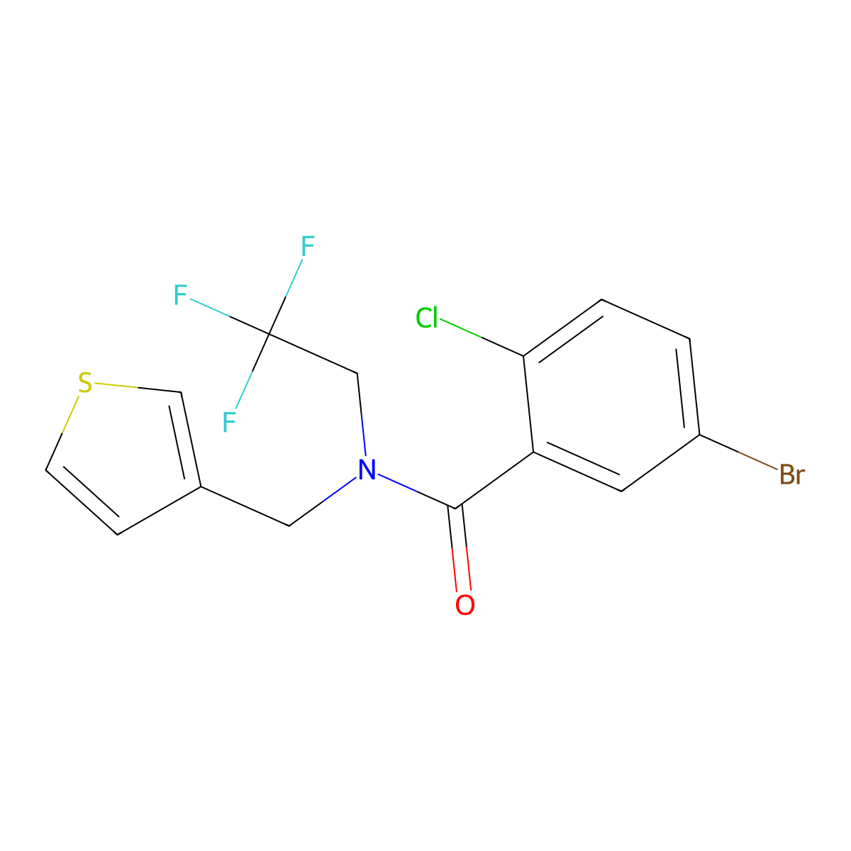 5-bromo-2-chloro-N-(thiophen-3-ylmethyl)-N-(2,2,2-trifluoroethyl)benzamide molecular structure, CAS 1235304-90-1