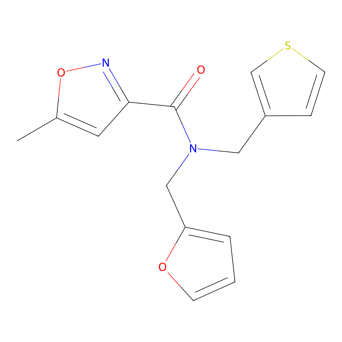 N-(furan-2-ylmethyl)-5-methyl-N-(thiophen-3-ylmethyl)isoxazole-3-carboxamide molecular structure, CAS 1235304-94-5