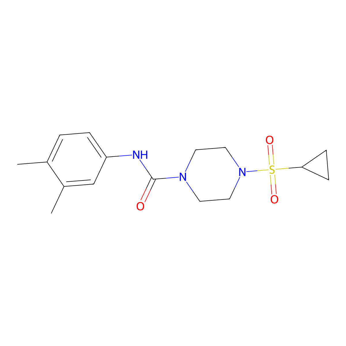 4-(cyclopropylsulfonyl)-N-(3,4-dimethylphenyl)piperazine-1-carboxamide molecular structure, CAS 1235304-95-6