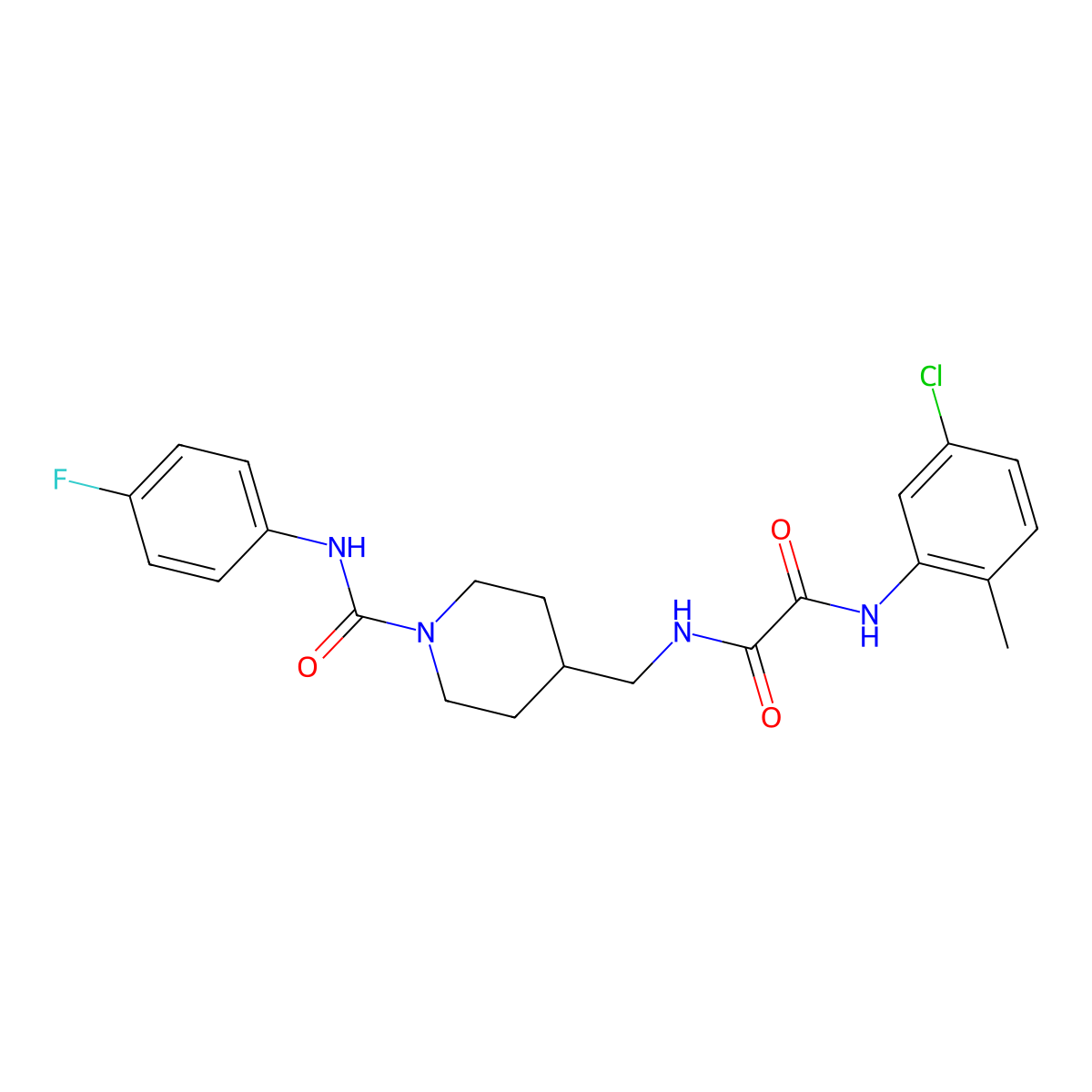 N1-(5-chloro-2-methylphenyl)-N2-((1-((4-fluorophenyl)carbamoyl)piperidin-4-yl)methyl)oxalamide molecular structure, CAS 1235305-11-9