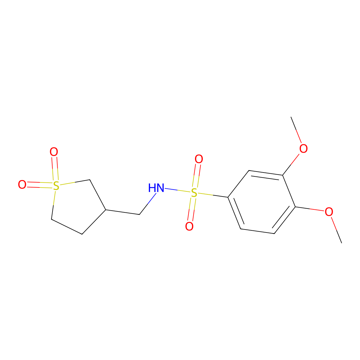 N-[(1,1-dioxo-1lambda6-thiolan-3-yl)methyl]-3,4-dimethoxybenzene-1-sulfonamide molecular structure, CAS 1235305-20-0
