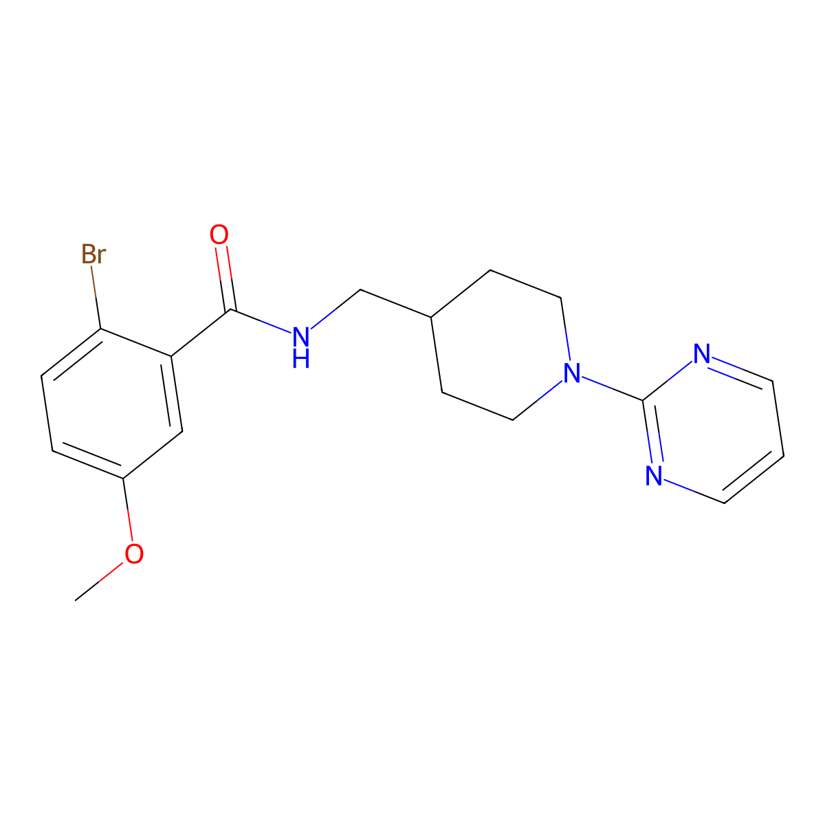 2-bromo-5-methoxy-N-{[1-(pyrimidin-2-yl)piperidin-4-yl]methyl}benzamide molecular structure, CAS 1235305-93-7