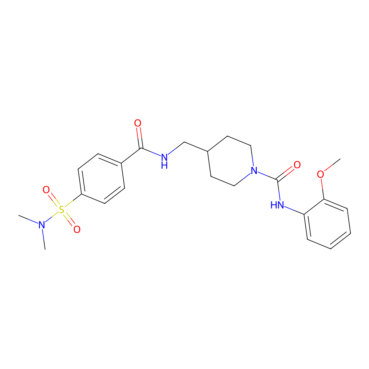 4-((4-(N,N-dimethylsulfamoyl)benzamido)methyl)-N-(2-methoxyphenyl)piperidine-1-carboxamide molecular structure, CAS 1235306-29-2