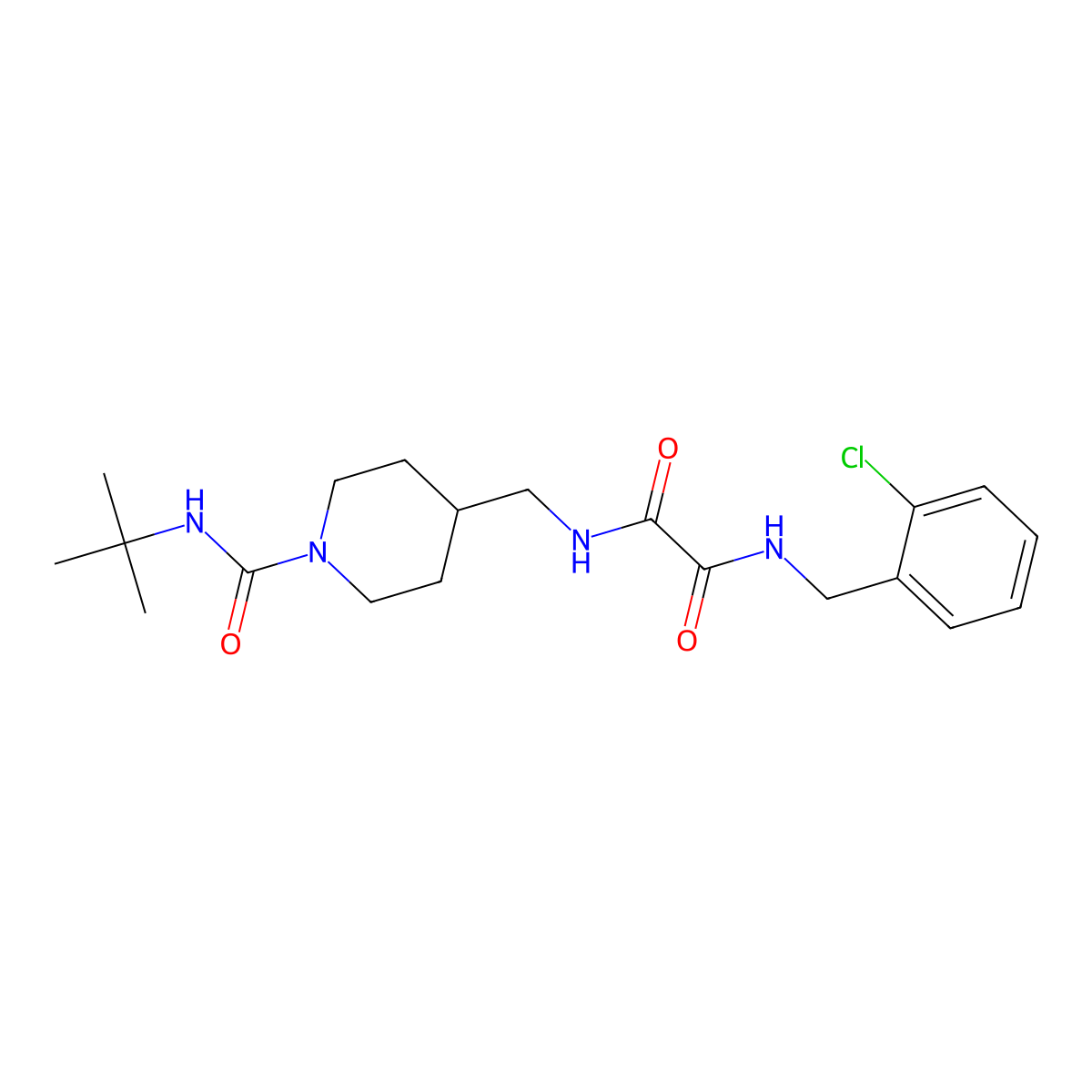 N1-((1-(tert-butylcarbamoyl)piperidin-4-yl)methyl)-N2-(2-chlorobenzyl)oxalamide molecular structure, CAS 1235307-12-6