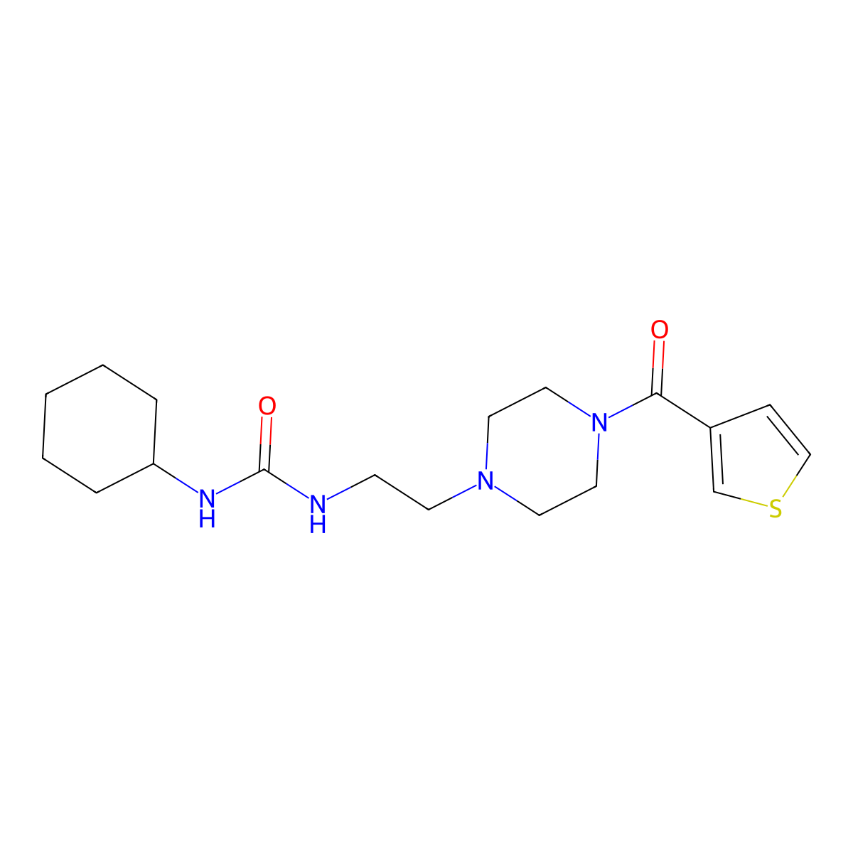 1-Cyclohexyl-3-(2-(4-(thiophene-3-carbonyl)piperazin-1-yl)ethyl)urea molecular structure, CAS 1235307-48-8