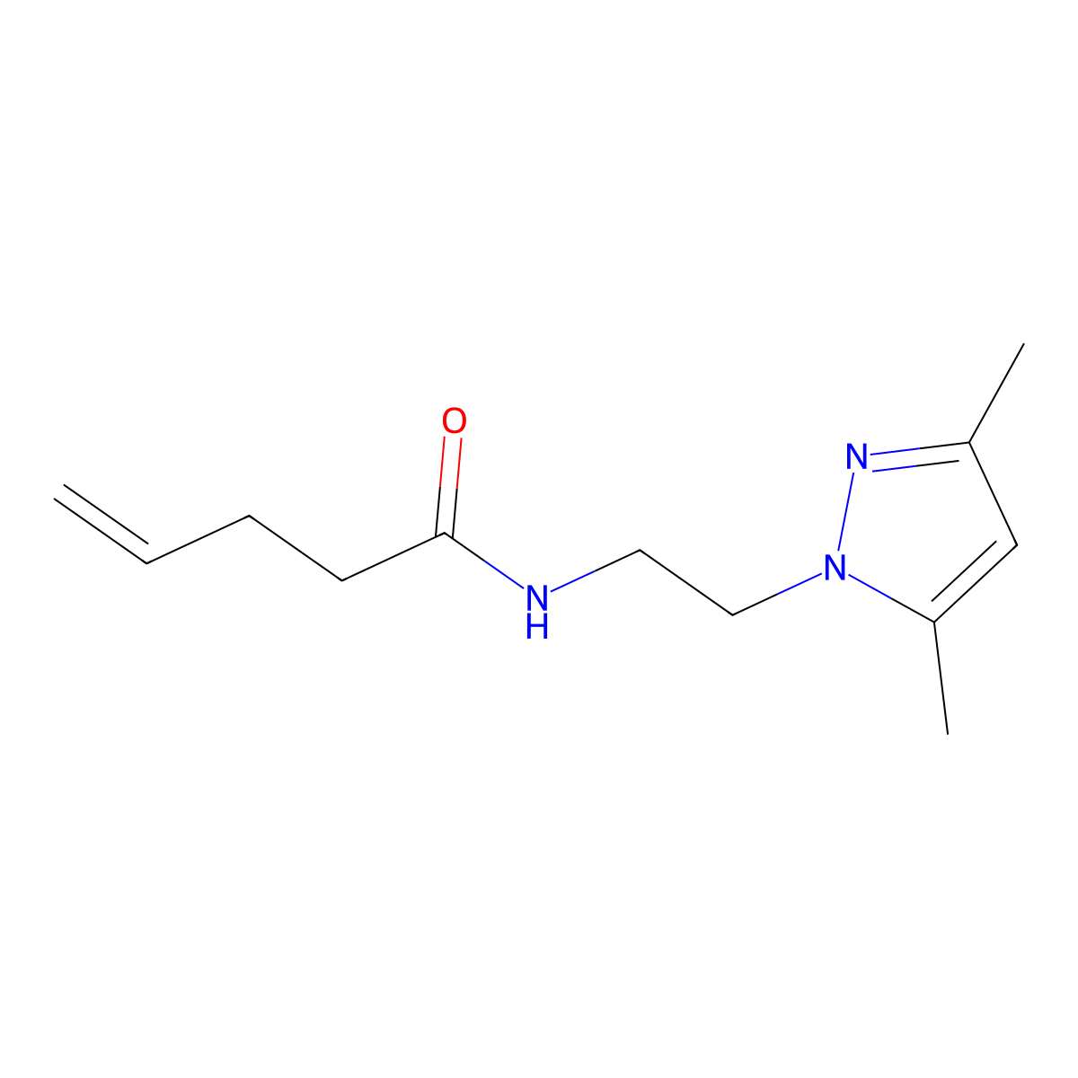 N-(2-(3,5-dimethyl-1H-pyrazol-1-yl)ethyl)pent-4-enamide molecular structure, CAS 1235307-51-3
