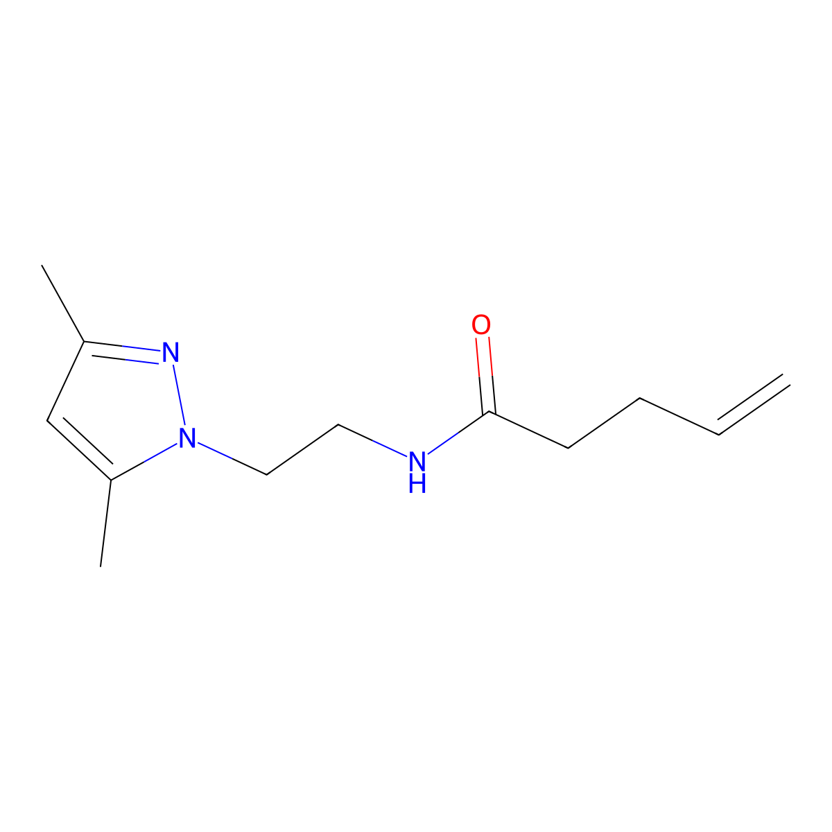 N-(2-(3,5-dimethyl-1H-pyrazol-1-yl)ethyl)pent-4-enamide molecular structure, CAS 1235307-51-3