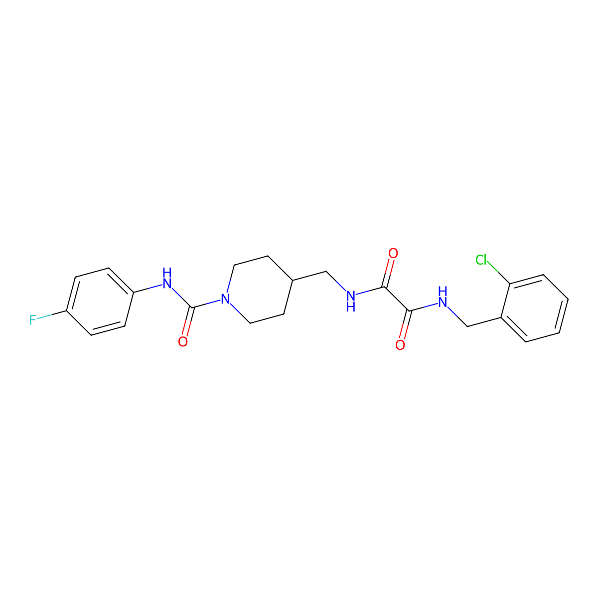 N1-(2-chlorobenzyl)-N2-((1-((4-fluorophenyl)carbamoyl)piperidin-4-yl)methyl)oxalamide molecular structure, CAS 1235309-68-8