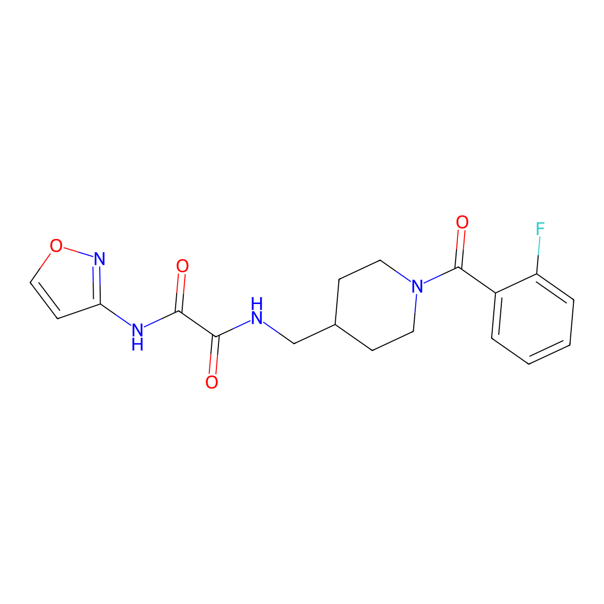 N1-((1-(2-fluorobenzoyl)piperidin-4-yl)methyl)-N2-(isoxazol-3-yl)oxalamide molecular structure, CAS 1235312-13-6