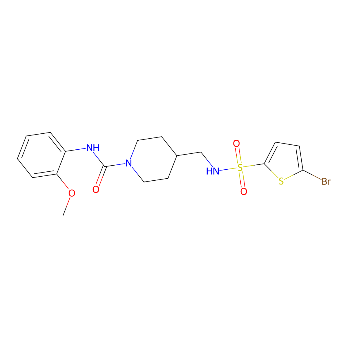 4-[(5-bromothiophene-2-sulfonamido)methyl]-N-(2-methoxyphenyl)piperidine-1-carboxamide molecular structure, CAS 1235312-26-1