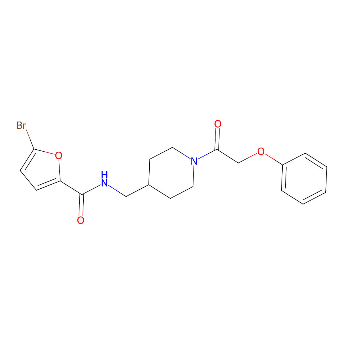 5-bromo-N-{[1-(2-phenoxyacetyl)piperidin-4-yl]methyl}furan-2-carboxamide molecular structure, CAS 1235312-51-2
