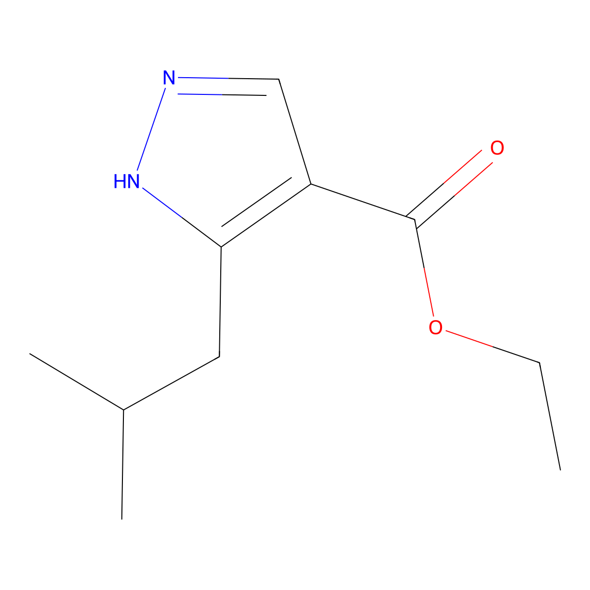 ethyl 5-(2-methylpropyl)-1H-pyrazole-4-carboxylate molecular structure, CAS 1235313-61-7