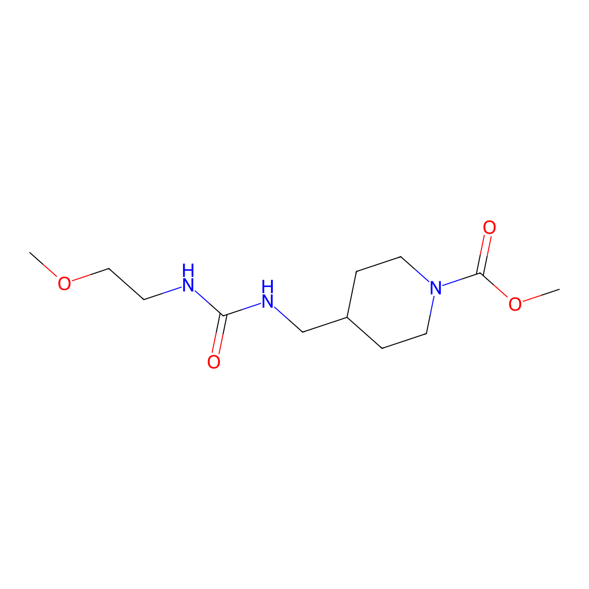 Methyl 4-((3-(2-methoxyethyl)ureido)methyl)piperidine-1-carboxylate molecular structure, CAS 1235315-26-0