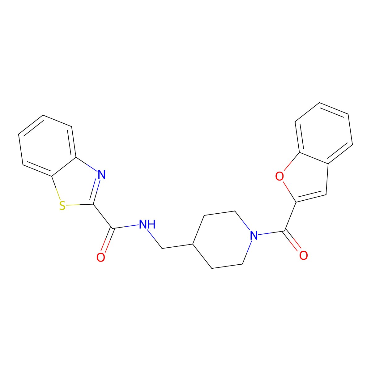 N-((1-(benzofuran-2-carbonyl)piperidin-4-yl)methyl)benzo[d]thiazole-2-carboxamide molecular structure, CAS 1235315-51-1