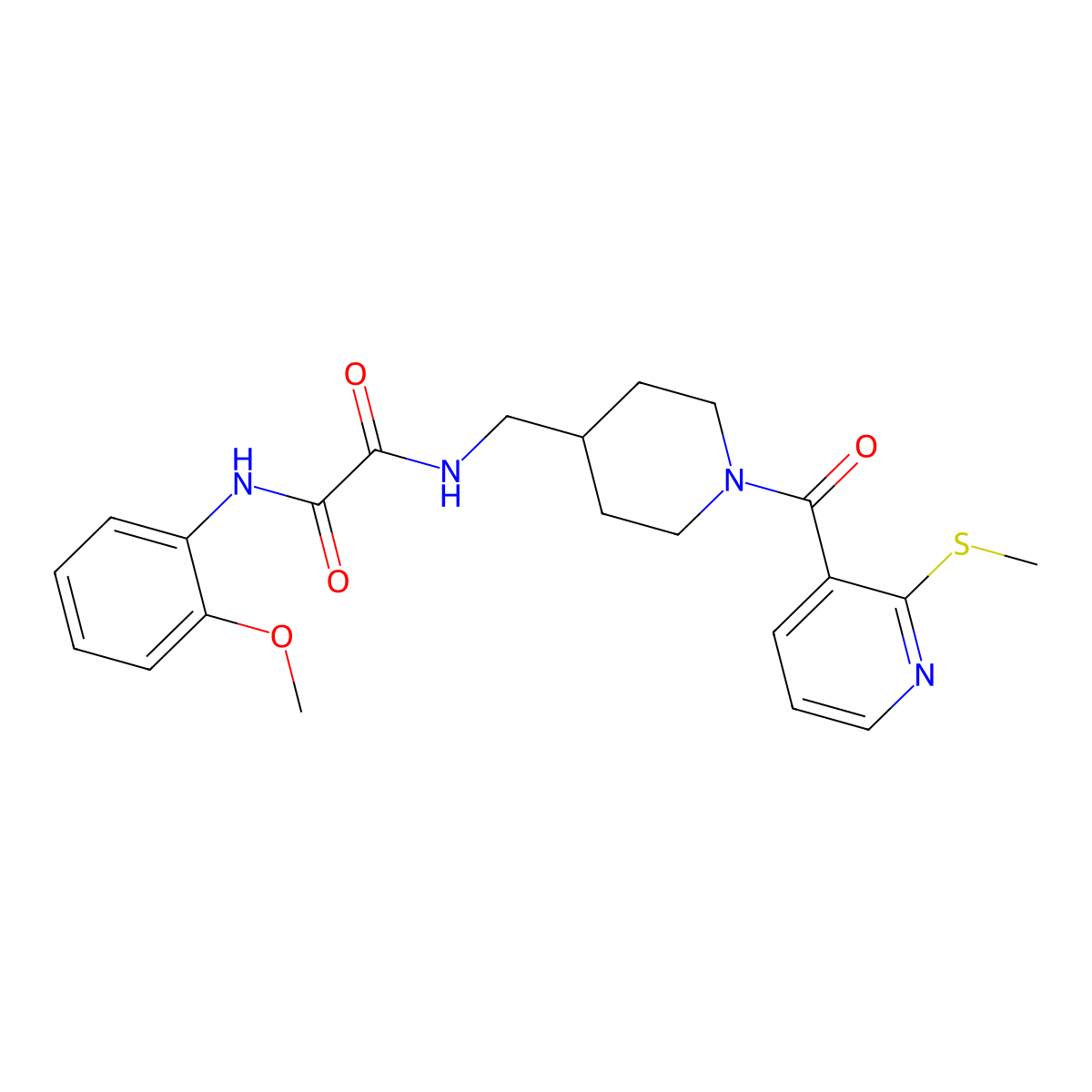 N1-(2-methoxyphenyl)-N2-((1-(2-(methylthio)nicotinoyl)piperidin-4-yl)methyl)oxalamide molecular structure, CAS 1235315-55-5