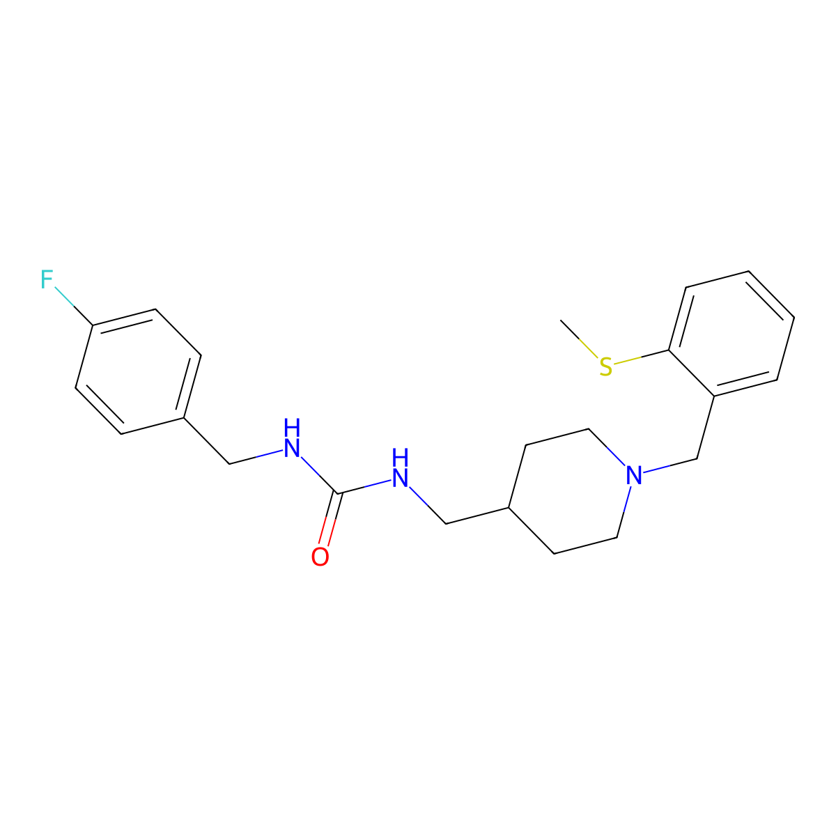 1-(4-Fluorobenzyl)-3-((1-(2-(methylthio)benzyl)piperidin-4-yl)methyl)urea molecular structure, CAS 1235315-56-6