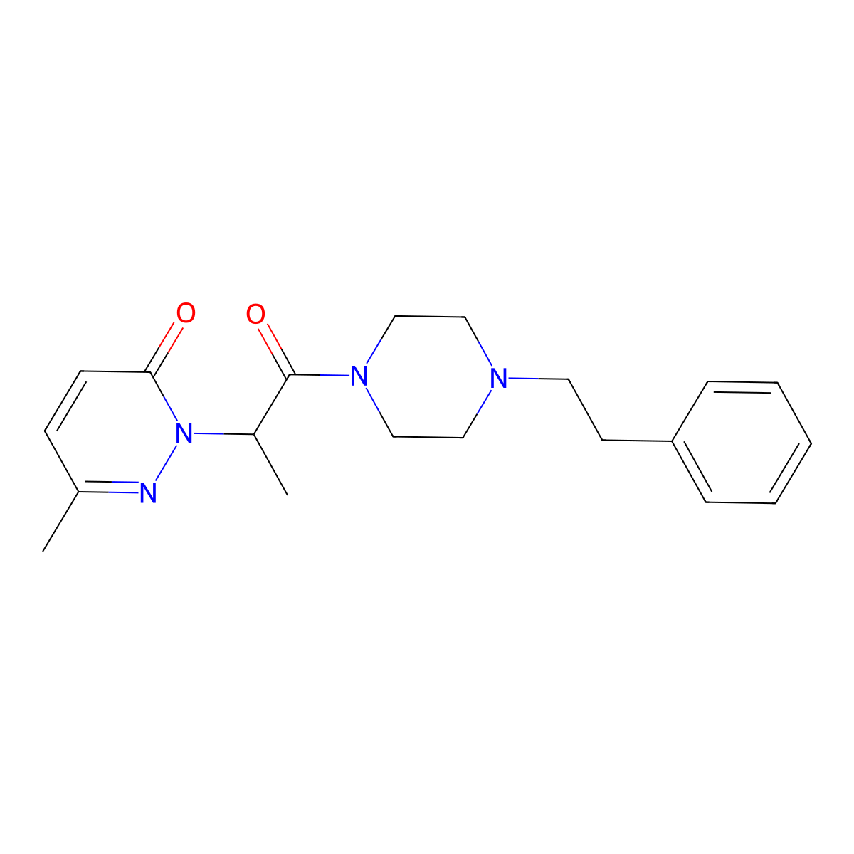 6-methyl-2-(1-oxo-1-(4-phenethylpiperazin-1-yl)propan-2-yl)pyridazin-3(2H)-one molecular structure, CAS 1235315-82-8