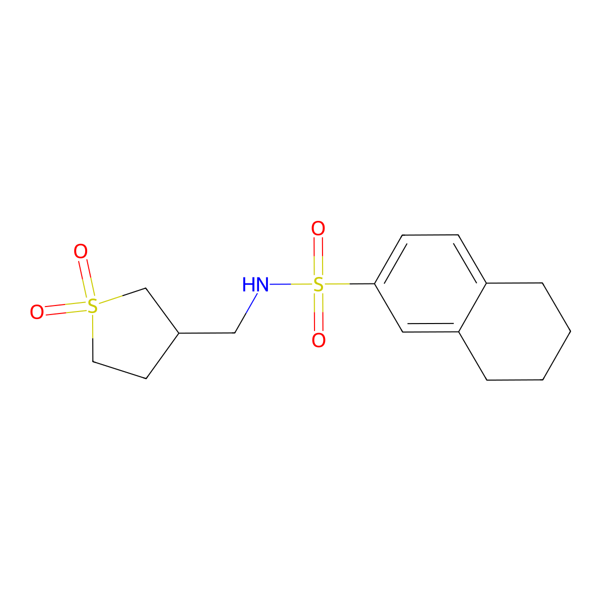 N-((1,1-dioxidotetrahydrothiophen-3-yl)methyl)-5,6,7,8-tetrahydronaphthalene-2-sulfonamide molecular structure, CAS 1235316-94-5