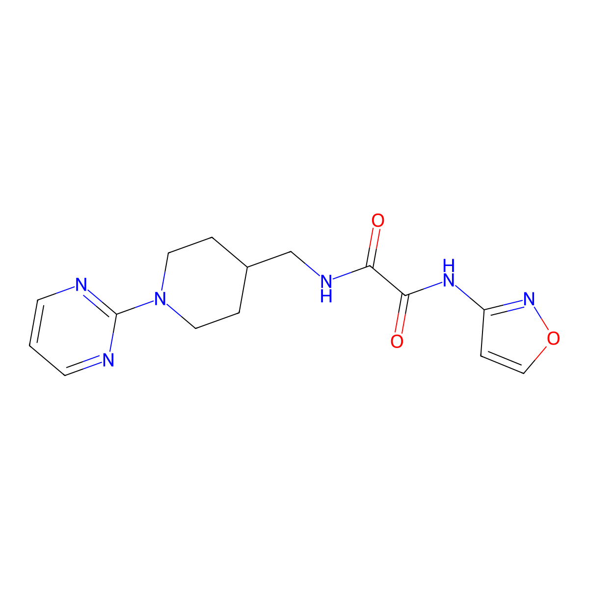 N1-(isoxazol-3-yl)-N2-((1-(pyrimidin-2-yl)piperidin-4-yl)methyl)oxalamide molecular structure, CAS 1235317-08-4