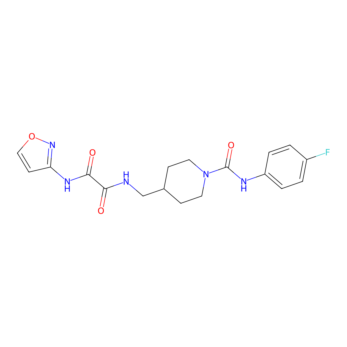 N1-((1-((4-fluorophenyl)carbamoyl)piperidin-4-yl)methyl)-N2-(isoxazol-3-yl)oxalamide molecular structure, CAS 1235317-18-6