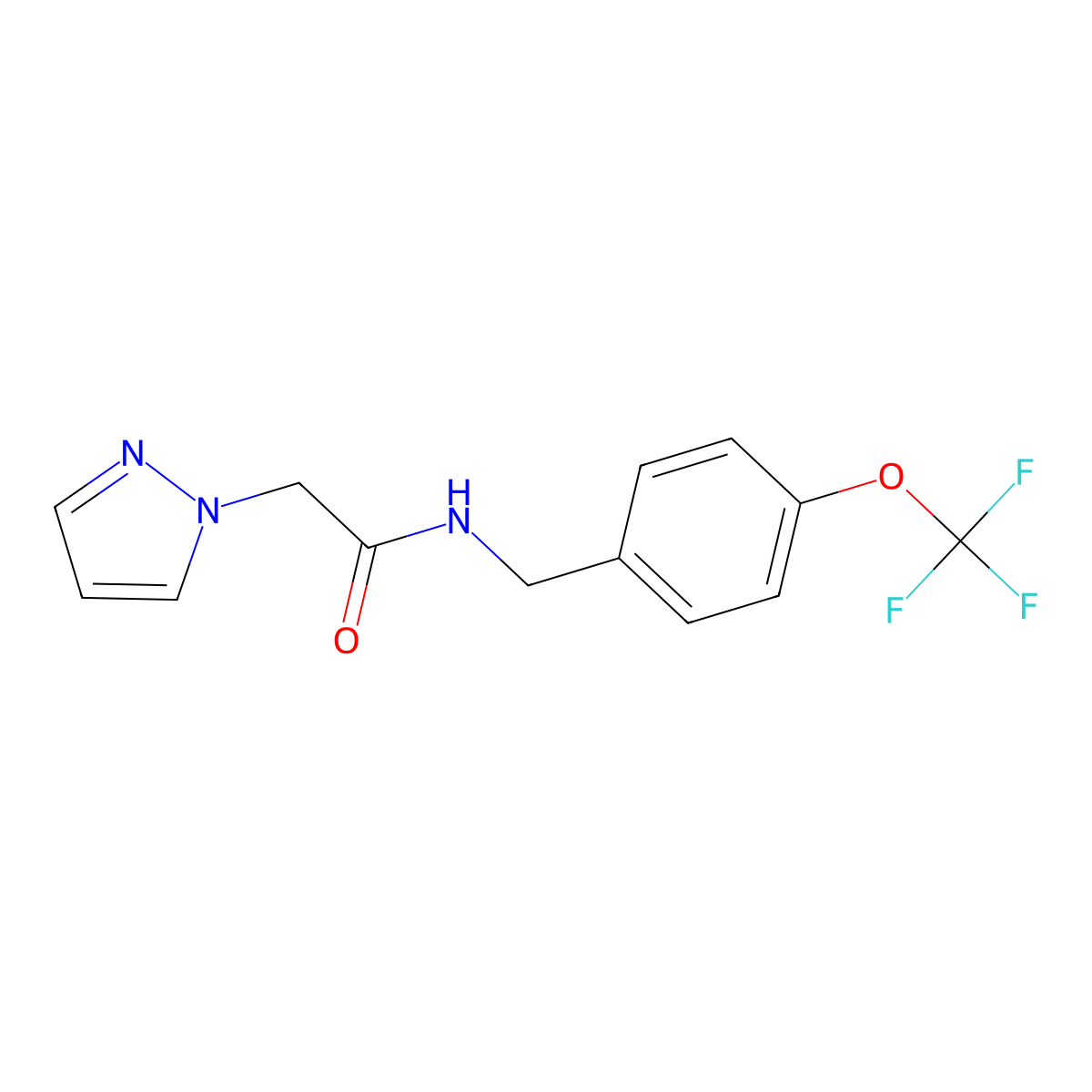 2-(1H-pyrazol-1-yl)-N-(4-(trifluoromethoxy)benzyl)acetamide molecular structure, CAS 1235317-37-9
