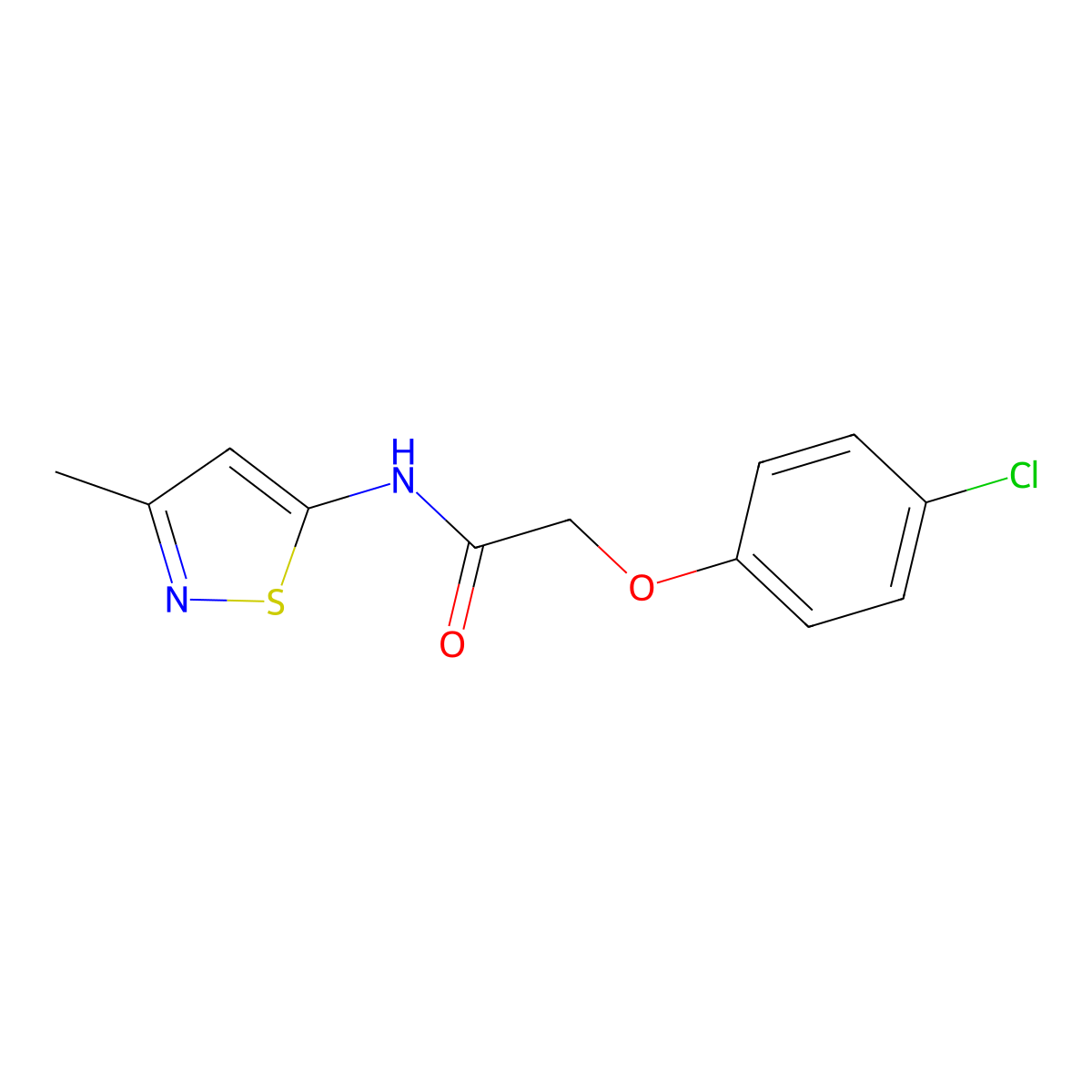 2-(4-chlorophenoxy)-N-(3-methyl-1,2-thiazol-5-yl)acetamide molecular structure, CAS 1235318-08-7