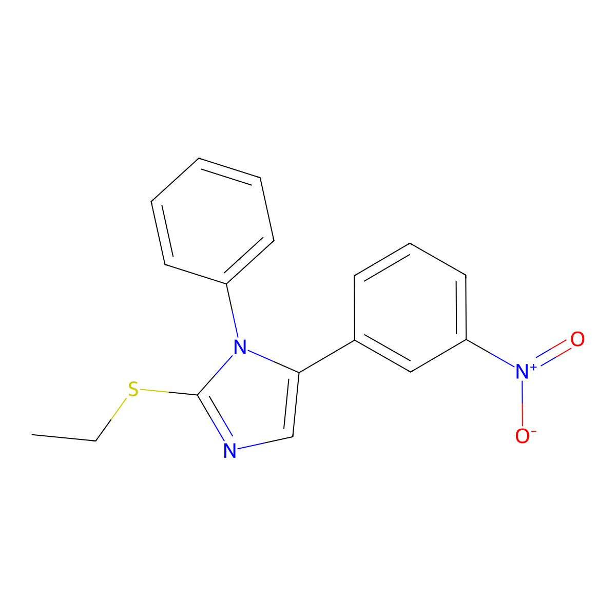 2-(ethylthio)-5-(3-nitrophenyl)-1-phenyl-1H-imidazole molecular structure, CAS 1235318-86-1