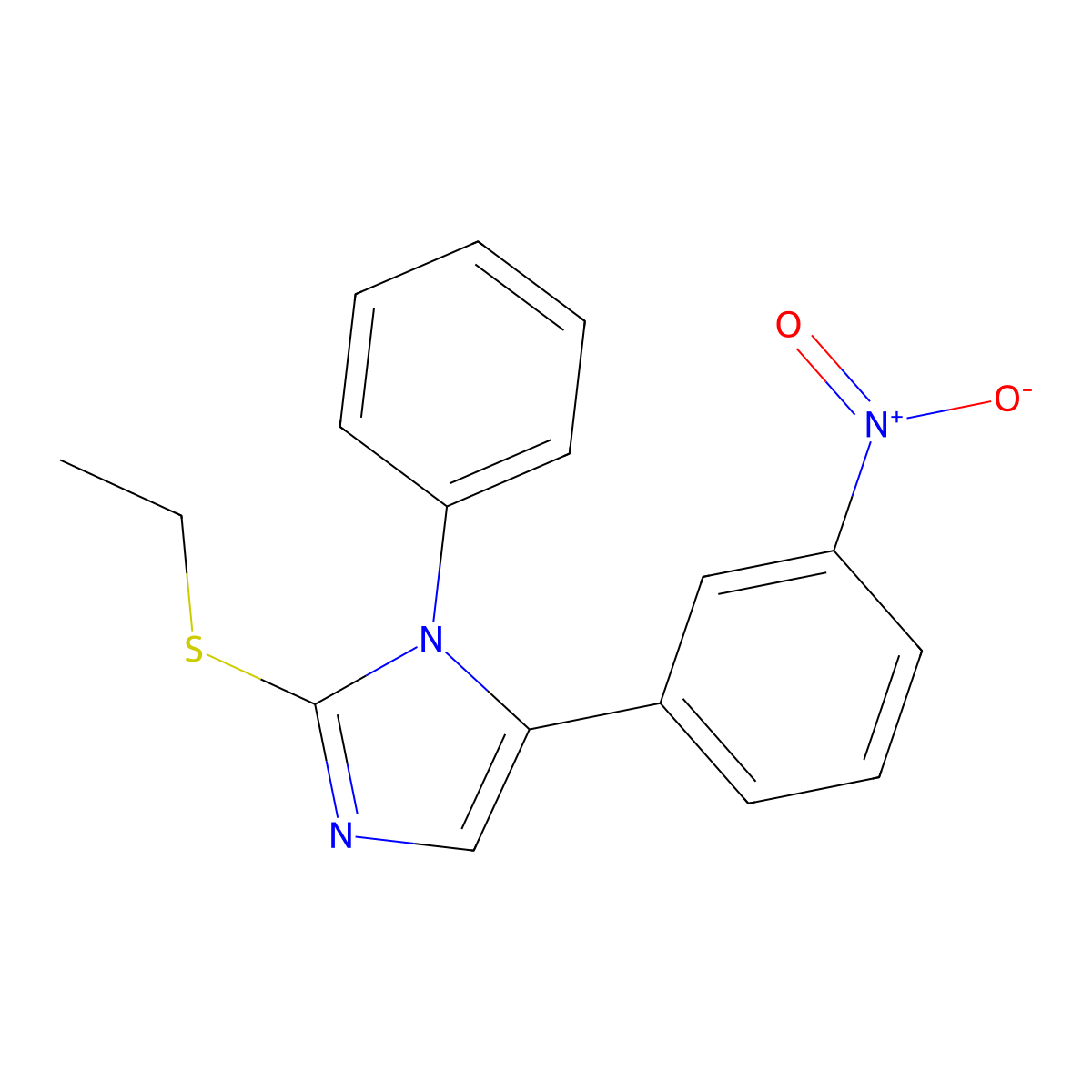 2-(ethylthio)-5-(3-nitrophenyl)-1-phenyl-1H-imidazole molecular structure, CAS 1235318-86-1