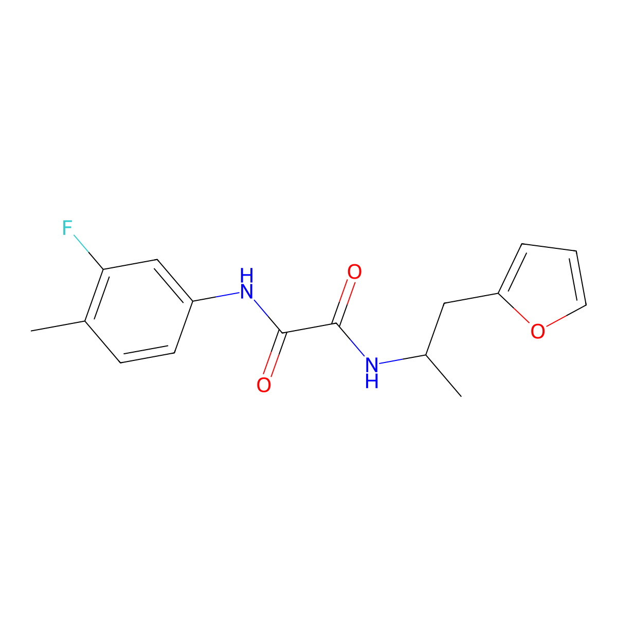 N1-(3-fluoro-4-methylphenyl)-N2-(1-(furan-2-yl)propan-2-yl)oxalamide molecular structure, CAS 1235319-03-5
