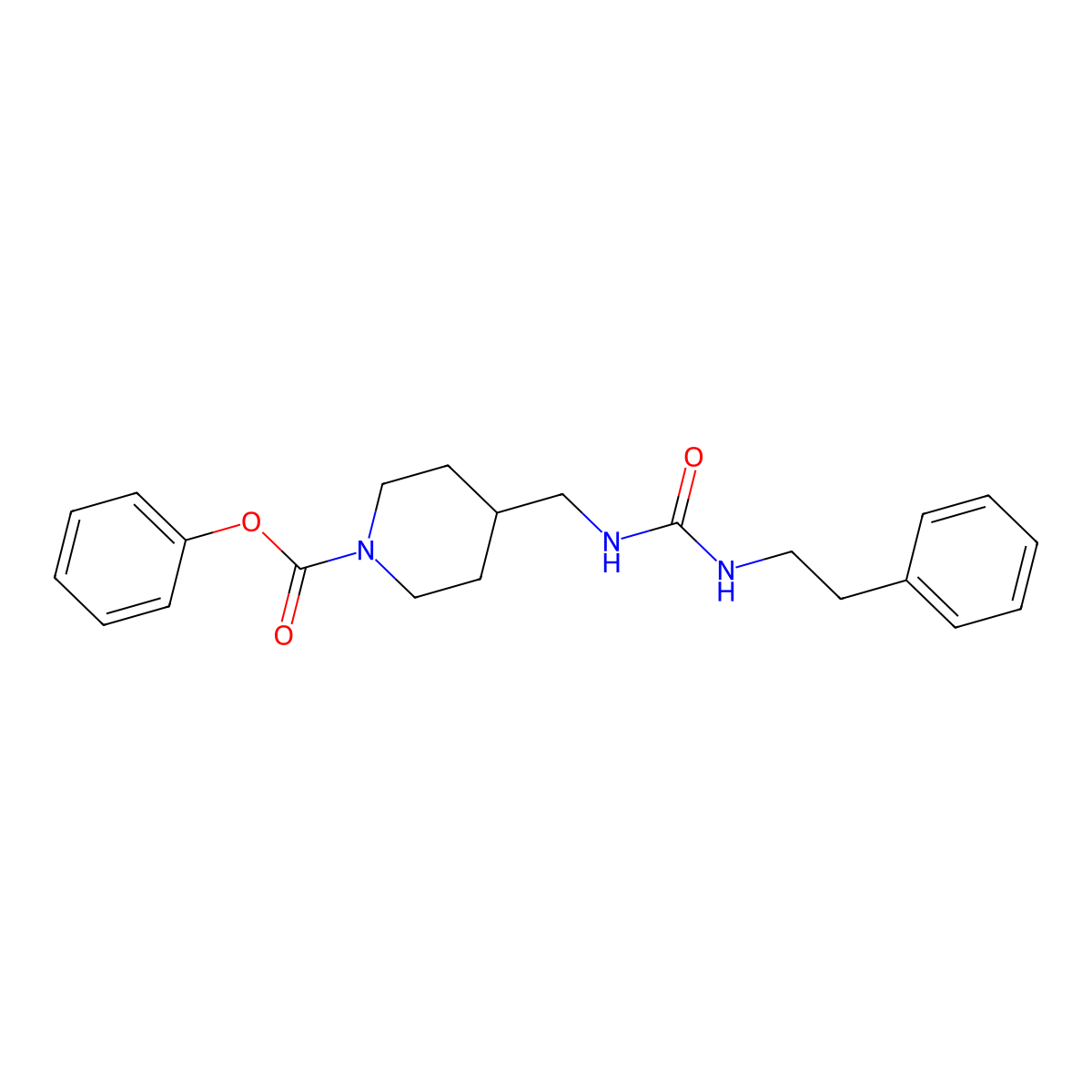Phenyl 4-((3-phenethylureido)methyl)piperidine-1-carboxylate molecular structure, CAS 1235319-08-0
