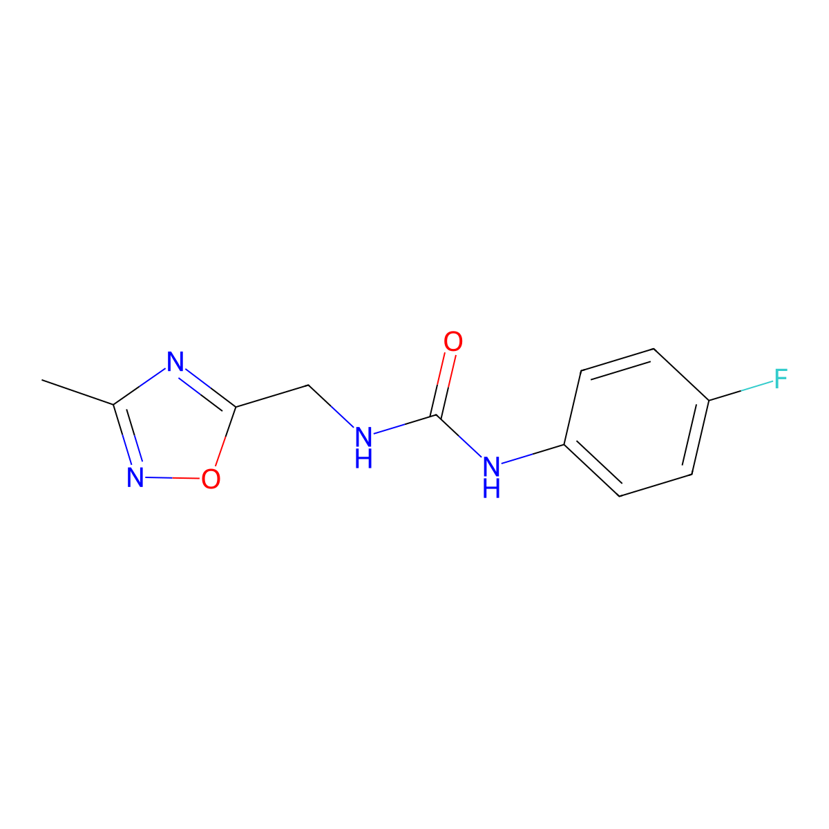 1-(4-Fluorophenyl)-3-[(3-methyl-1,2,4-oxadiazol-5-yl)methyl]urea molecular structure, CAS 1235319-19-3