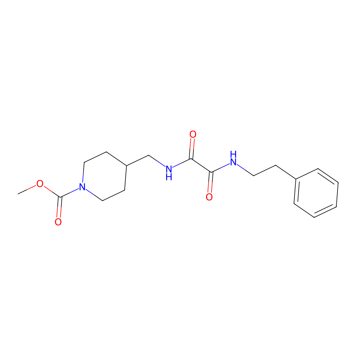 Methyl 4-((2-oxo-2-(phenethylamino)acetamido)methyl)piperidine-1-carboxylate molecular structure, CAS 1235319-30-8