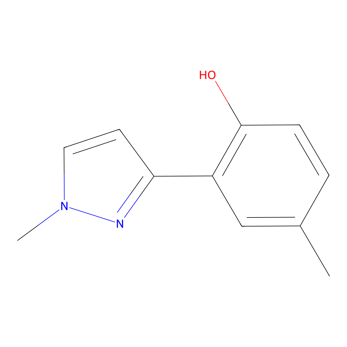 4-Methyl-2-(1-methyl-1H-pyrazol-3-YL)phenol molecular structure, CAS 123532-19-4