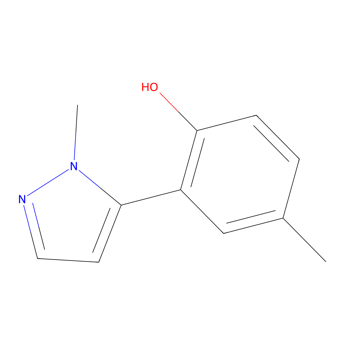 4-Methyl-2-(1-methyl-1H-pyrazol-5-yl)phenol molecular structure, CAS 123532-23-0