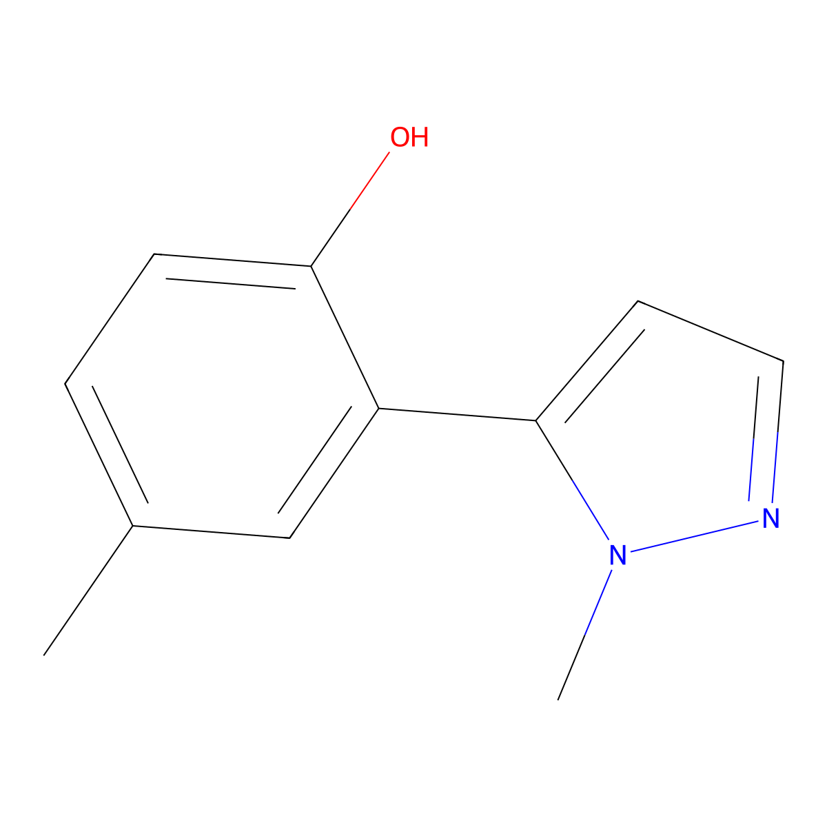 4-Methyl-2-(1-methyl-1H-pyrazol-5-yl)phenol molecular structure, CAS 123532-23-0