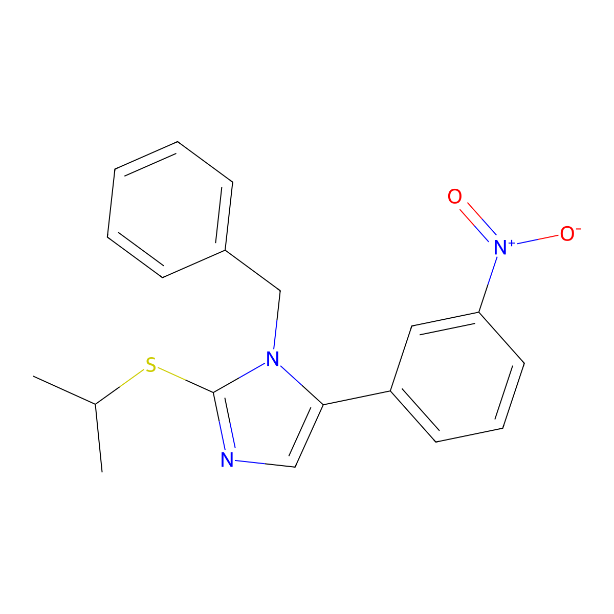 1-benzyl-2-(isopropylthio)-5-(3-nitrophenyl)-1H-imidazole molecular structure, CAS 1235320-10-1